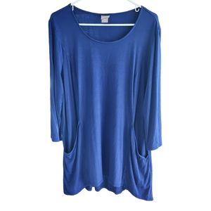 Chico's Womens Blue Tunic with Pockets  Size 2 (Large) D42
